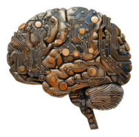 Detailed cybernetic head with intricate mechanical design on transparent background - stock . png