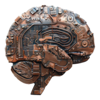 Detailed cybernetic head with intricate mechanical design on transparent background - stock . png