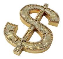 A gold dollar with diamonds on it - stock .. png