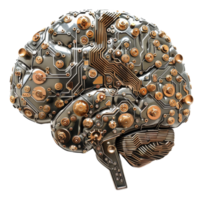 Detailed cybernetic head with intricate mechanical design on transparent background - stock . png