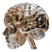 detalhado cibernético cabeça com intrincado mecânico Projeto em transparente fundo - estoque . png