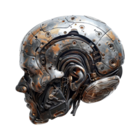detailliert kybernetisch Kopf mit kompliziert mechanisch Design auf transparent Hintergrund - - Lager . png