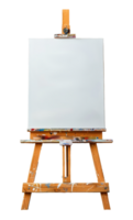 Artist's easel with white paint texture, cut out - stock .. png