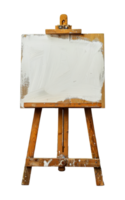 Artist's easel with white paint texture, cut out - stock .. png