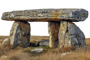 gammal dolmen stenar i fält, skära ut - stock .. png