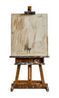 Artist's easel with white paint texture, cut out - stock .. png