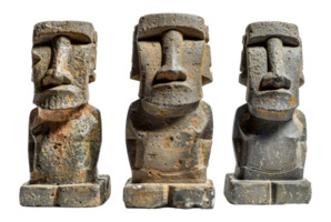 Multiple Moai statues, cut out - stock .. png