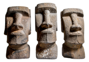 Multiple Moai statues, cut out - stock .. png