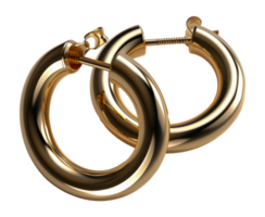 Gold hoop earrings, cut out - stock .. png