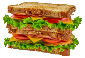 A sandwich with lettuce, tomato, and cheese - stock .. png