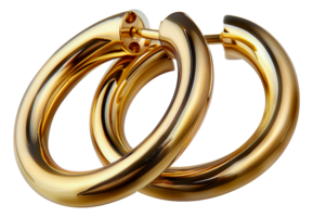 Gold hoop earrings, cut out - stock .. png