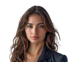 Confident professional woman with flowing hair, cut out - stock .. png