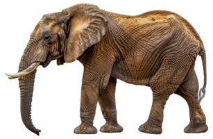 A large elephant with a long trunk and tusks walks across - stock .. png