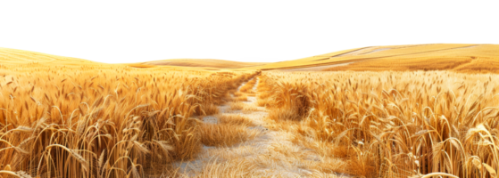 Path leading through a ripe wheat field, cut out - stock .. png