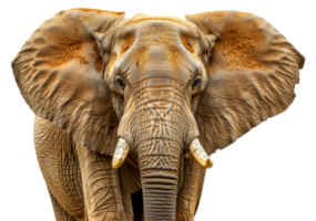 A large elephant with a wrinkled face and tusks - stock .. png