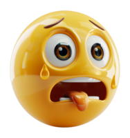 Crying yellow emoji with teardrops and sad expression, cut out - stock .. png