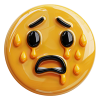 Sad emoji face with glossy tears, cut out - stock .. png