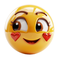 Yellow emoji with heart eyes and joyful smile, cut out - stock .. png