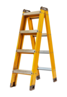 Yellow industrial step ladder, cut out - stock .. png