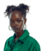 élégant femme avec frisé cheveux et vert ruban, Couper en dehors - Stock .. png