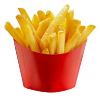 A red paper cup filled with french fries - stock .. png