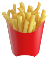 A red container with yellow fries inside - stock .. png