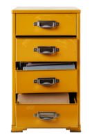 abierto amarillo metal presentación gabinete con archivos, cortar fuera - valores .. png