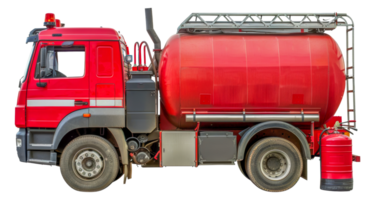 A red fire truck with a ladder on top - stock .. png