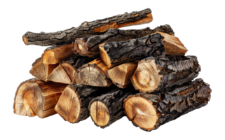 Stacked firewood with natural wood texture, cut out - stock .. png