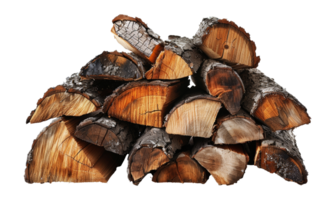 Stacked firewood with natural wood texture, cut out - stock .. png