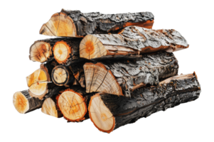 Stacked firewood with natural wood texture, cut out - stock .. png