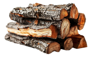 Stacked firewood with natural wood texture, cut out - stock .. png