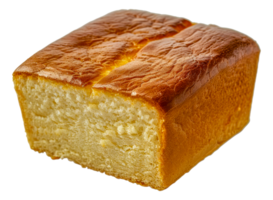 A slice of yellow cake with a brown crust - stock .. png