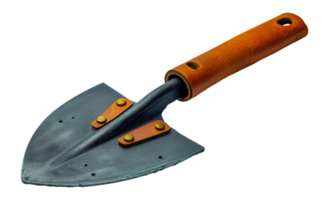 Compact orange folding shovel, cut out - stock .. png