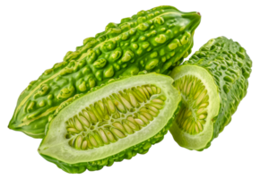 A green vegetable with a white center is cut in half - stock .. png