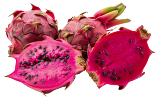 A close up of a red fruit with black seeds - stock .. png