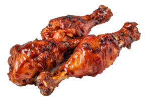 Two pieces of chicken with barbecue sauce on them - stock .. png