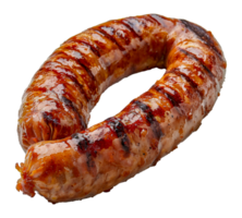 smaltato barbecue salsiccia con speziato stagionatura, tagliare su - azione .. png