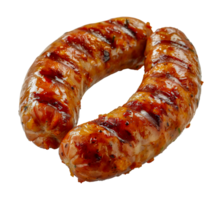 Glazed barbecue sausage with spicy seasoning, cut out - stock .. png