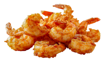 Pile of crispy fried shrimps, cut out - stock .. png