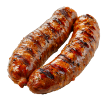 Glazed barbecue sausage with spicy seasoning, cut out - stock .. png