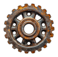 Rusty mechanical gear, cut out - stock .. png