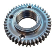 Shiny blue mechanical gear with sharp teeth, cut out - stock .. png