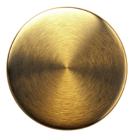 Polished golden metal plate with circular texture on transparent background - stock .. png