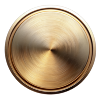 Polished golden metal plate with circular texture on transparent background - stock .. png