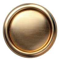 Radiant gold metal disc with reflective surface on transparent background - stock .. png