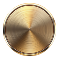 Polished golden metal plate with circular texture on transparent background - stock .. png