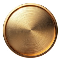 Polished golden metal plate with circular texture on transparent background - stock .. png