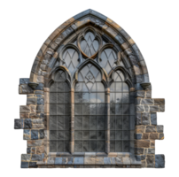 Medieval gothic window with intricate design, cut out - stock .. png