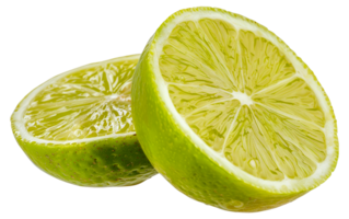 deux tranches de citron vert sont Couper dans moitié - Stock .. png